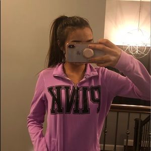 VS PINK HALF ZIP SWEATSHIRT